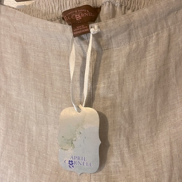 NWT April Cornell Natural Villa 100% Linen Pants Sz XXS Vacation Beach Old Money - Picture 7 of 8